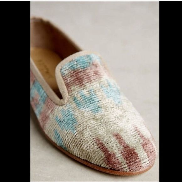 Anthropologie Tribal Print Silk Velvet Loafers - Picture 7 of 7